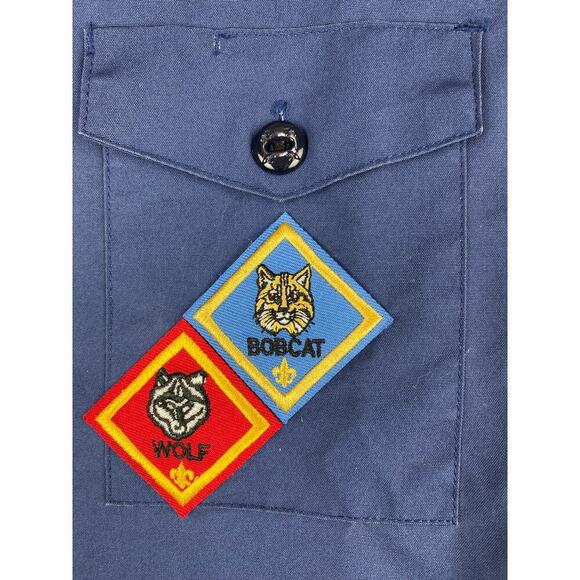 Boy Scouts of America Youth M Blue Button Up Uniform Shirt with Patches - Picture 2 of 7
